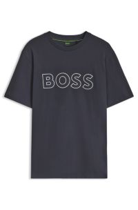 Cotton T-shirt with bold logo artwork, Dark Blue