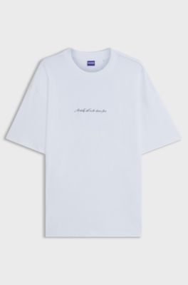 Oversized-fit T-shirt in cotton jersey with graphic artwork, White