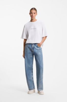 Oversized-fit T-shirt in cotton jersey with graphic artwork, White