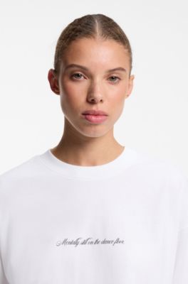 Oversized-fit T-shirt in cotton jersey with graphic artwork, White