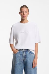 Oversized-fit T-shirt in cotton jersey with graphic artwork, White