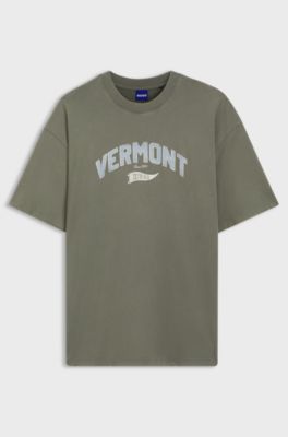 Oversized-fit T-shirt in cotton with graphic print, Green