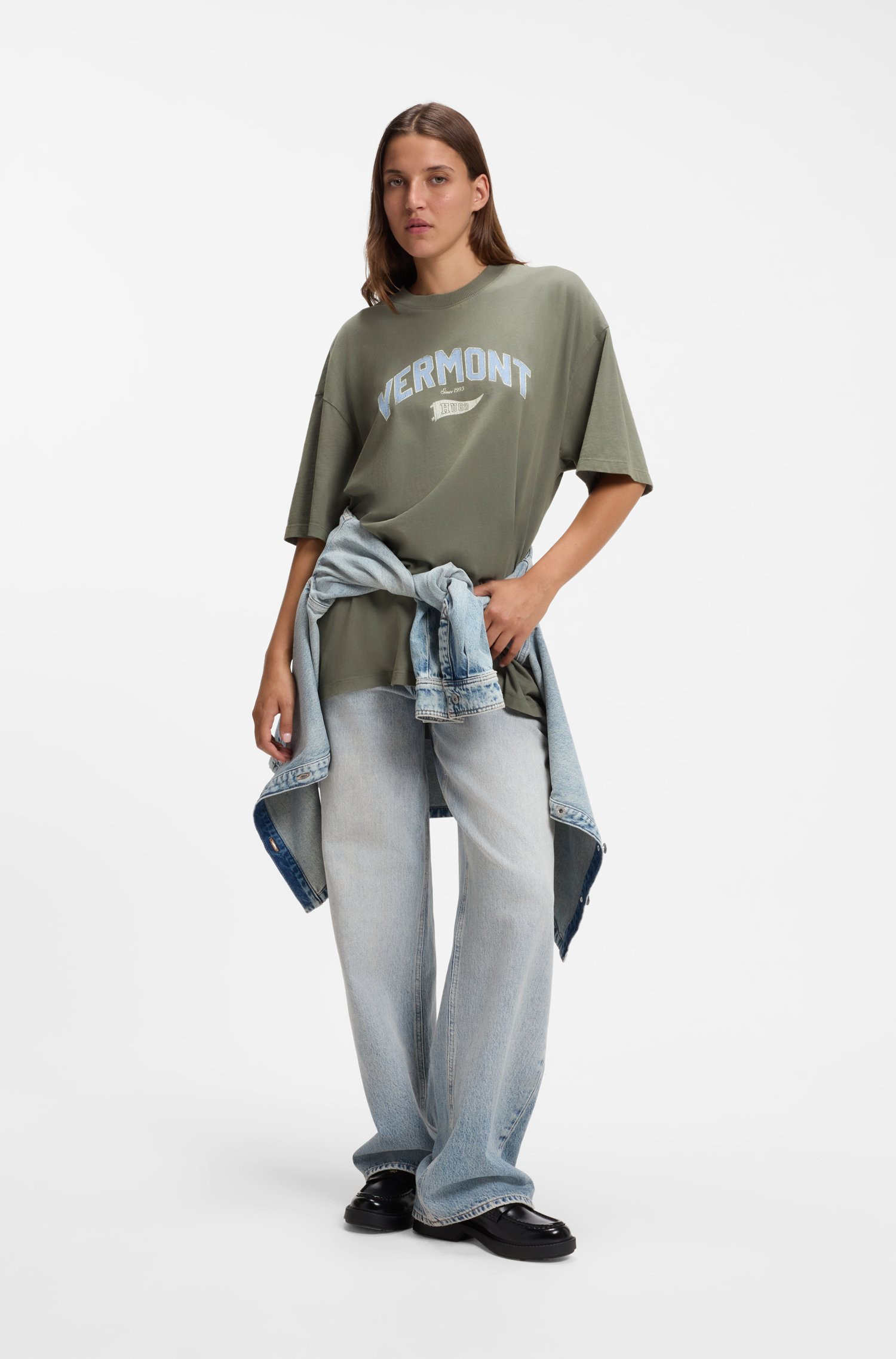 Hugo Oversized-fit T-shirt in cotton with graphic print dam – bild 2