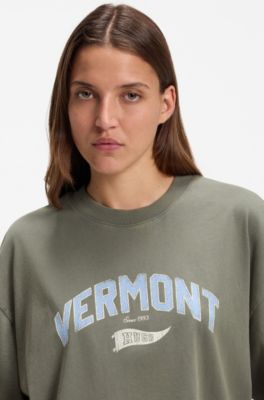 Oversized-fit T-shirt in cotton with graphic print, Green