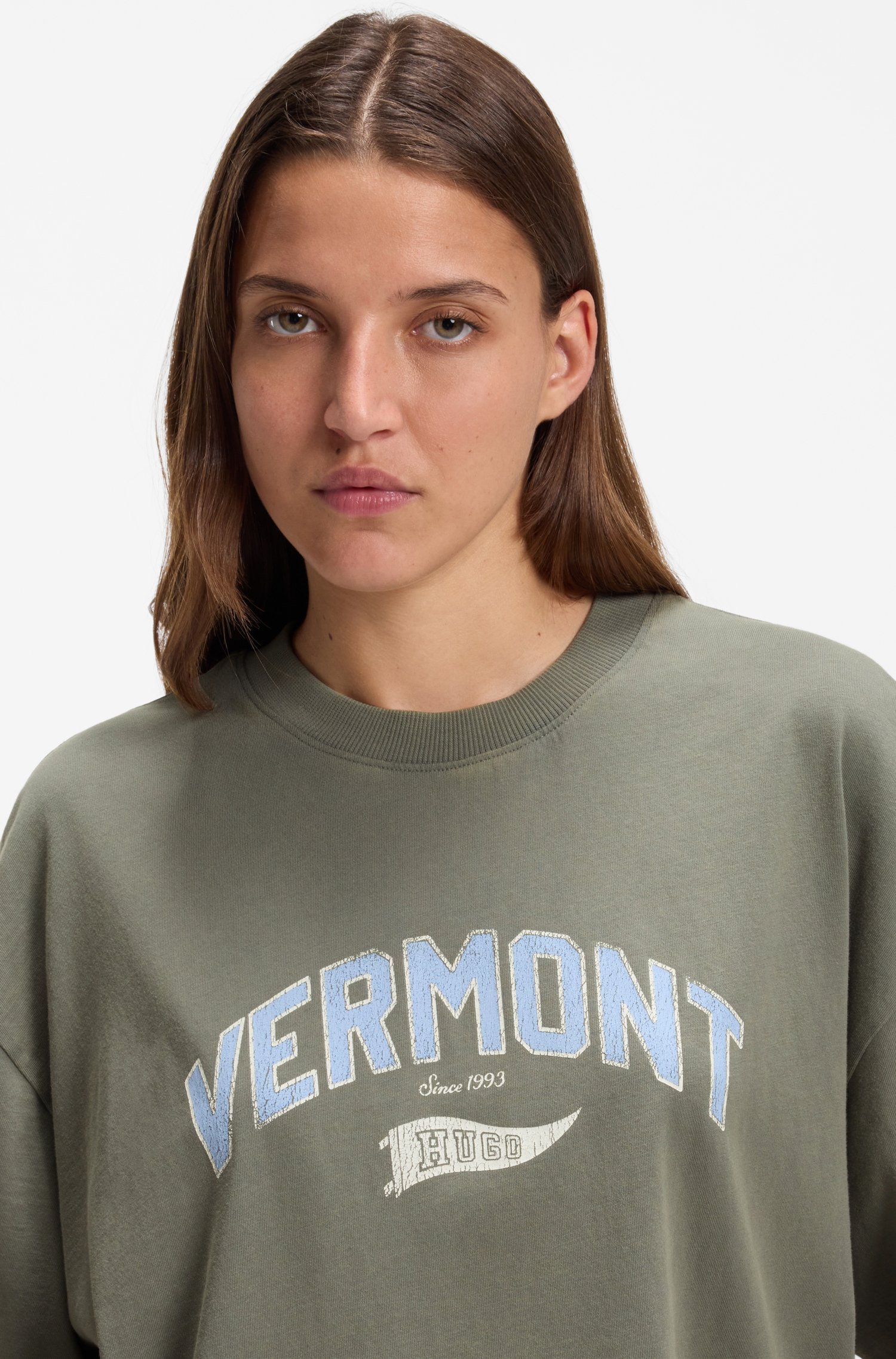 Hugo Oversized-fit T-shirt in cotton with graphic print dam – bild 3