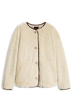 Relaxed-fit coat in teddy fabric