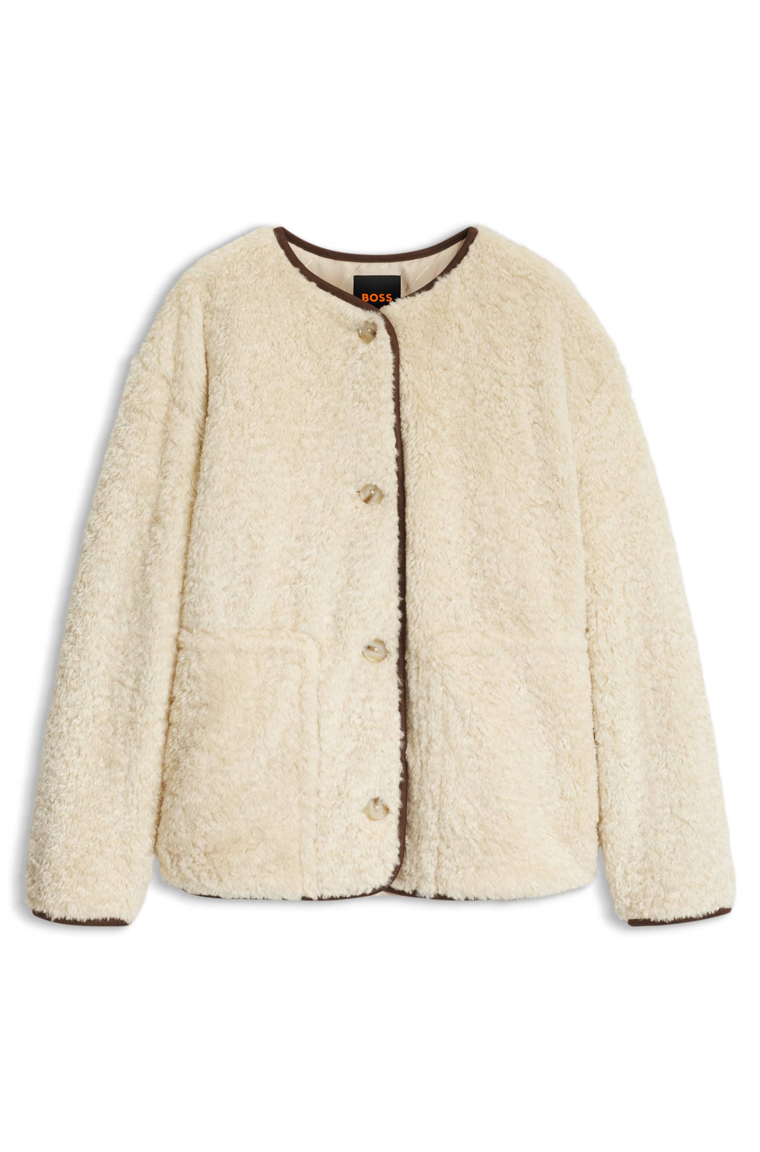 Boss Relaxed-fit coat in teddy fabric kappor & rockar dam – bild 4