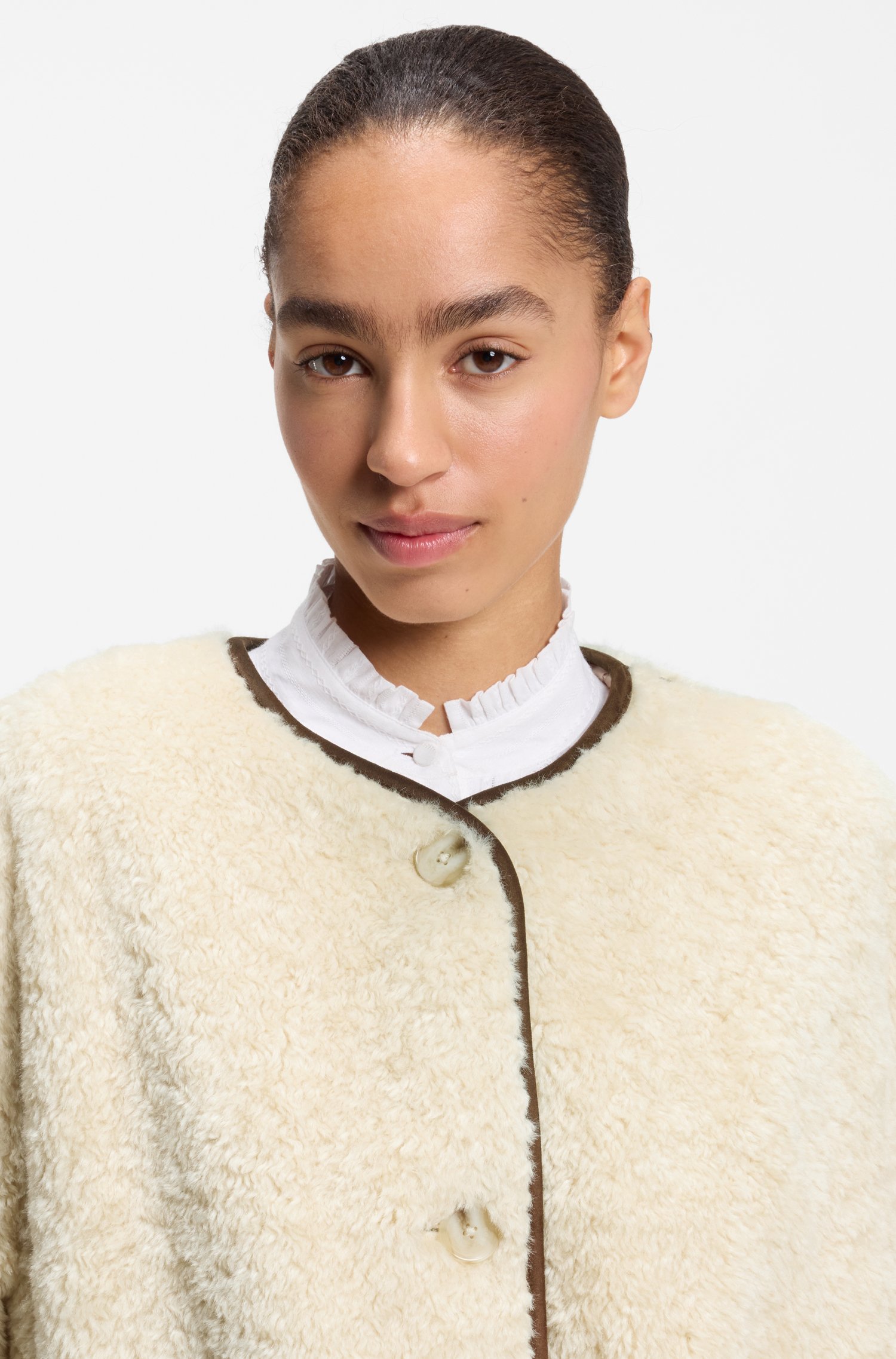 Boss Relaxed-fit coat in teddy fabric kappor & rockar dam – bild 3