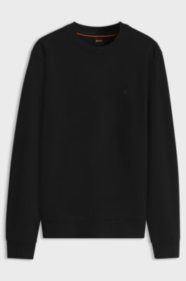 Cotton sweatshirt with branded chest detail, Black