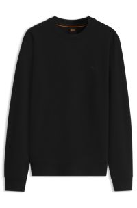 Cotton sweatshirt with branded chest detail, Black