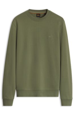 Cotton sweatshirt with branded chest detail, Olive