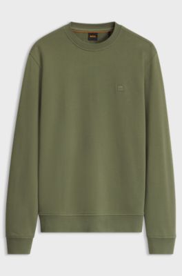 Cotton sweatshirt with branded chest detail, Olive