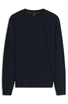 Cotton sweatshirt with branded chest detail, Dark Blue