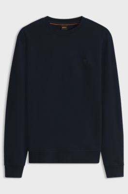 Cotton sweatshirt with branded chest detail, Dark Blue