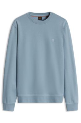 Cotton sweatshirt with branded chest detail, Light Blue