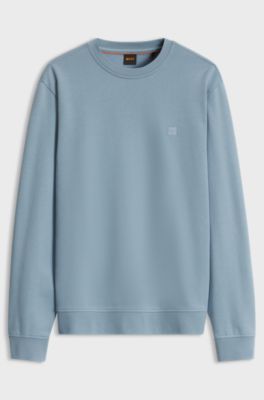 Cotton sweatshirt with branded chest detail, Light Blue