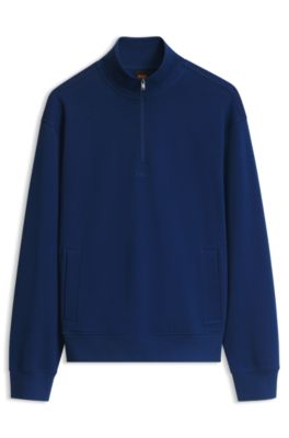 Half-zip relaxed-fit sweatshirt in cotton, Dark Blue