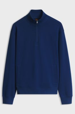 Half-zip relaxed-fit sweatshirt in cotton, Dark Blue