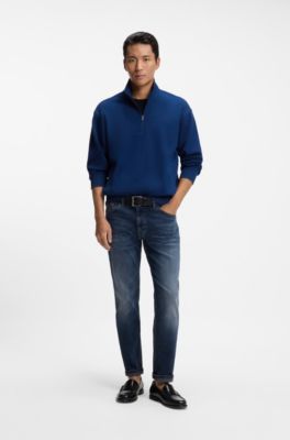 Half-zip cotton sweatshirt, Dark Blue