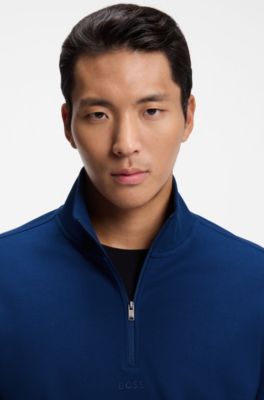Half-zip cotton sweatshirt, Dark Blue