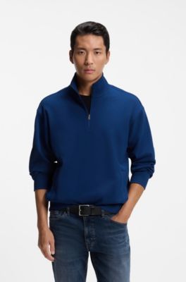 Half-zip cotton sweatshirt, Dark Blue