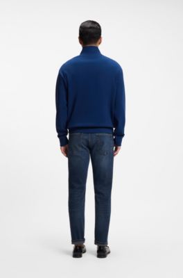Half-zip cotton sweatshirt, Dark Blue