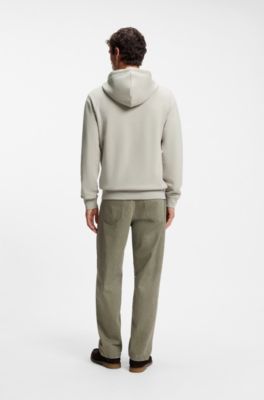 Cotton hoodie with a chest logo patch, Light Beige