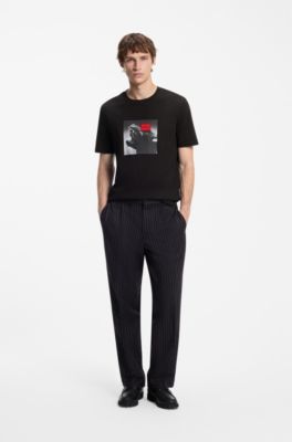 Cotton-jersey T-shirt in regular fit with statement graphic, Black