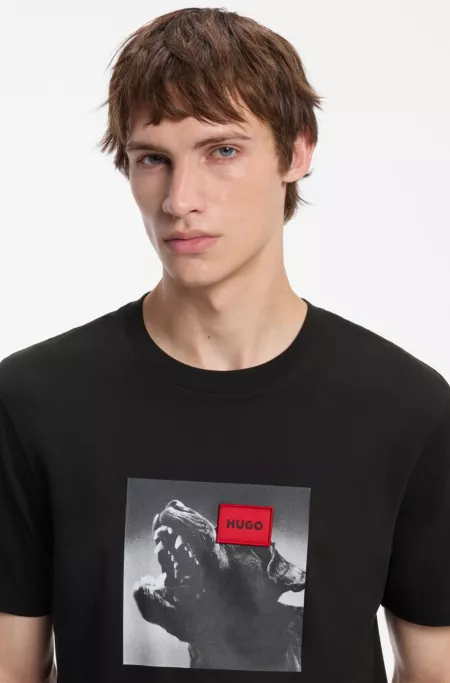 Cotton-jersey T-shirt in regular fit with statement graphic