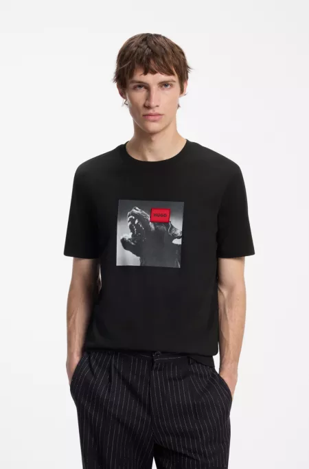 Cotton-jersey T-shirt in regular fit with statement graphic