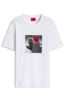 Cotton-jersey T-shirt in regular fit with statement graphic, White