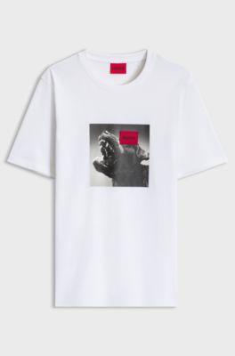 Cotton-jersey T-shirt in regular fit with statement graphic, White