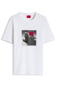 Cotton-jersey T-shirt in regular fit with statement graphic, White