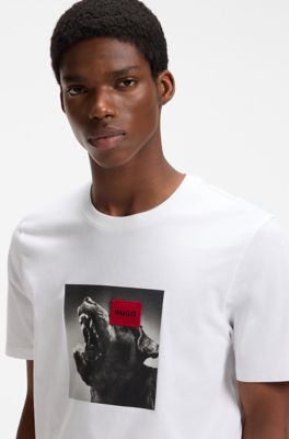 Cotton-jersey T-shirt in regular fit with statement graphic, White