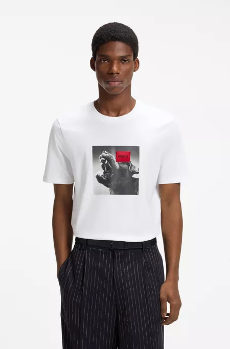 Cotton-jersey T-shirt in regular fit with statement graphic