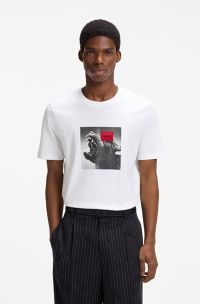 Cotton-jersey T-shirt in regular fit with statement graphic, White