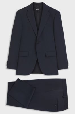 Abito due pezzi regular fit in lana vergine, Blu scuro