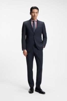 Two-piece regular-fit suit in virgin wool, Dark Blue