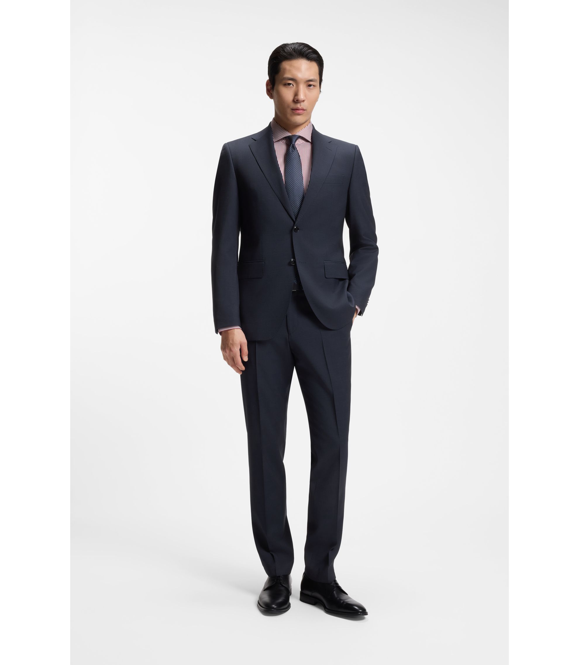 HUGO BOSS ダブルセットスーツ ヴァージンウール 濃紺/EZ88 BOSS - Two-piece regular-fit suit in virgin wool - Dark Blue