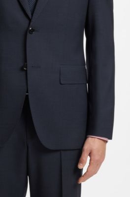 Regular-Fit Zweiteiler aus Schurwolle, Dunkelblau