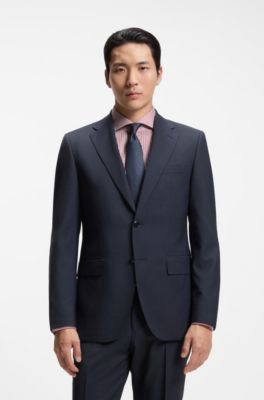 Two-piece regular-fit suit in virgin wool, Dark Blue