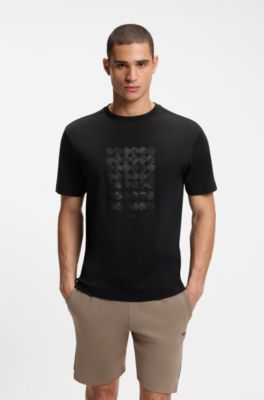 T-shirt Relaxed en coton interlock, Noir