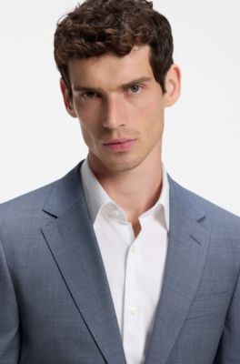 Slim-fit jacket in stretch-wool serge, Light Blue