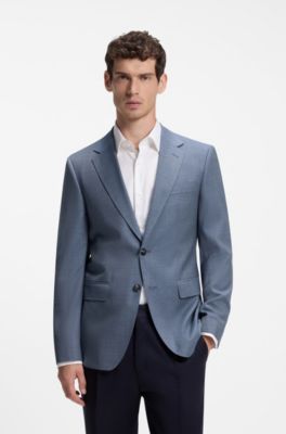 Slim-fit jacket in stretch-wool serge, Light Blue