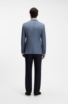 Slim-fit jacket in stretch-wool serge, Light Blue
