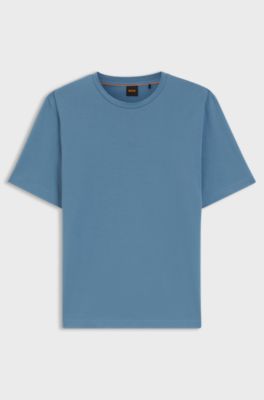 Relaxed-fit T-shirt in stretch cotton with logo detail, Blue