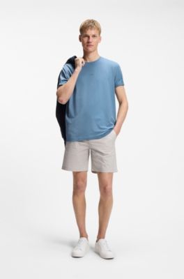 Relaxed-fit T-shirt van stretchkatoen met logodetail, Blauw