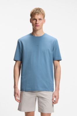 Relaxed-fit T-shirt in stretch cotton with logo detail, Blue