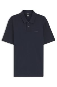 Classic cotton polo shirt with logo, Dark Blue