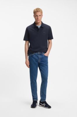 Classic cotton polo shirt with logo, Dark Blue